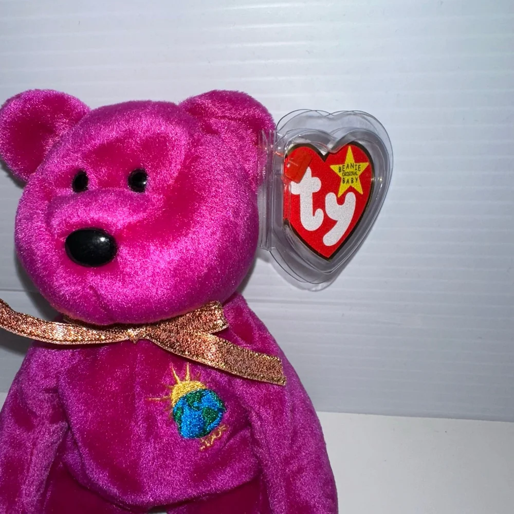 Ty Beanie Baby Millennium Bear Purple Plush Toy 1999 Canadian Tush Tag NEW NWT
